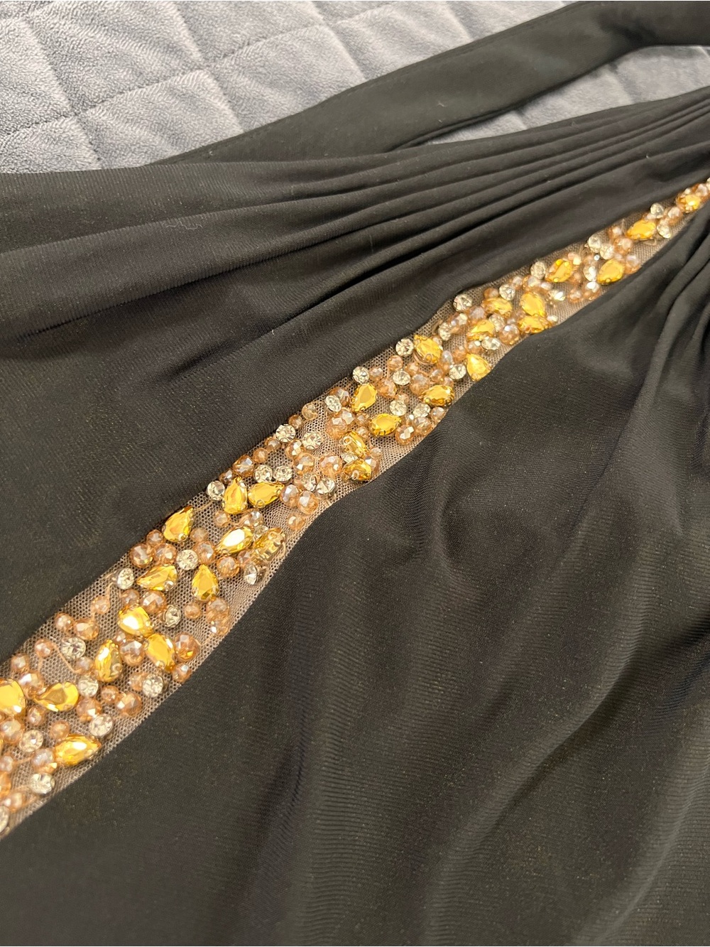 Mac Duggal Maxi One Shoulder Dress Women’s Medium Rhinestone Formal Evening B19 - Picture 6 of 11